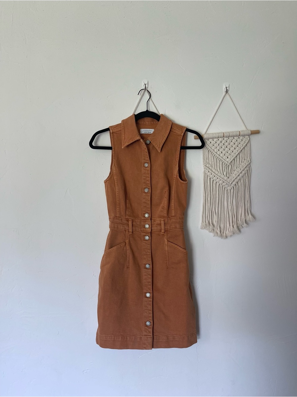 & Other Stories Rust Brown Button-Front Mini Dress
